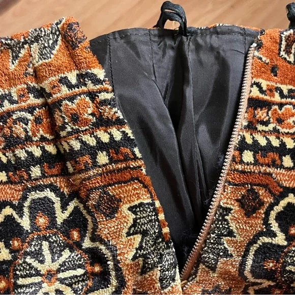 Vintage Tapestry Rug Carpet Boho Skirt Side Slit And Zipper — Size Small - Picture 7 of 13